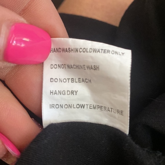 Solitaire black v neck shirt with pink, blue, orange embroidery. XL - Picture 8 of 8